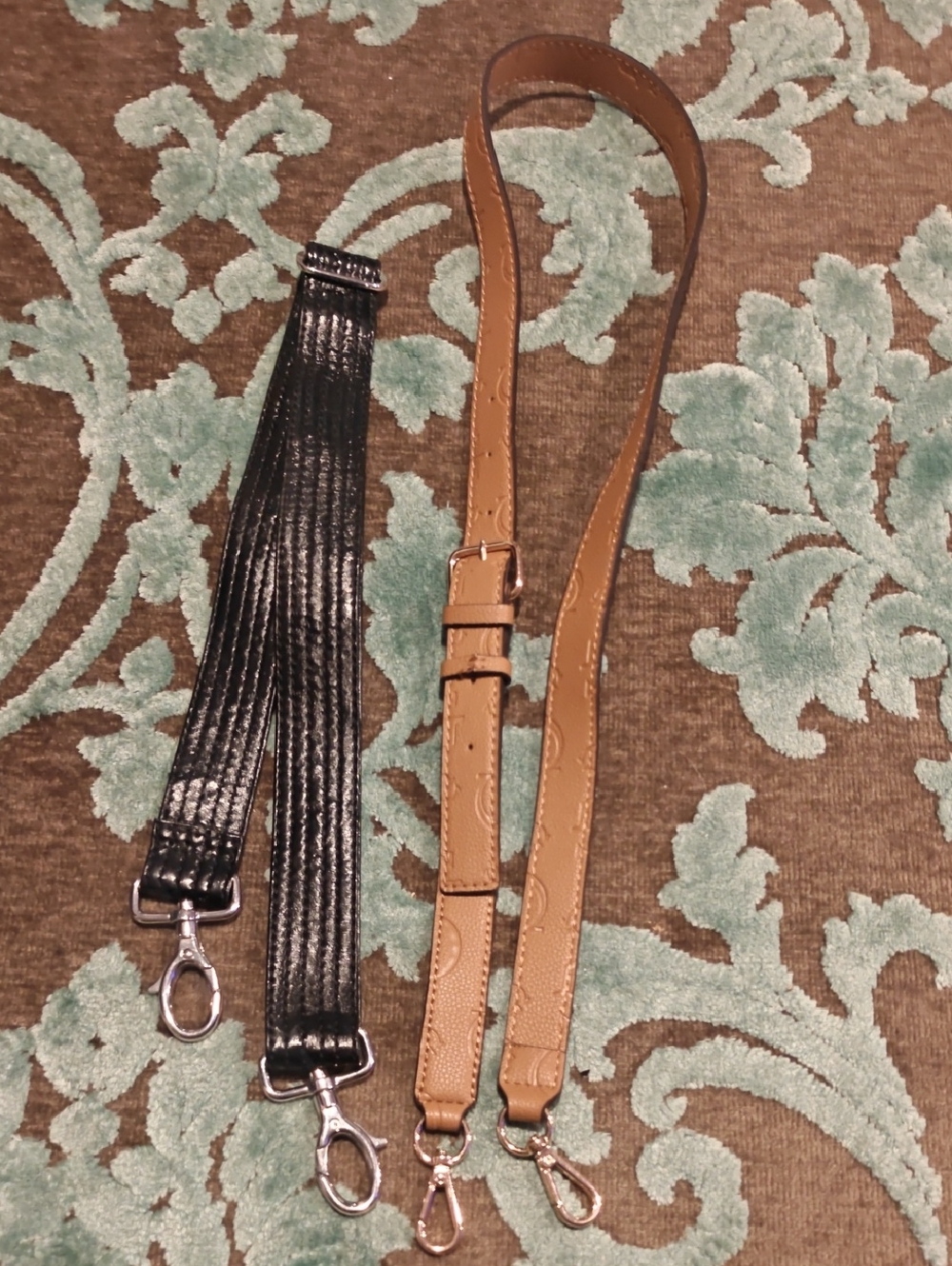 Guess Black and Tan Leather/Patent Interchangeable Bag Straps